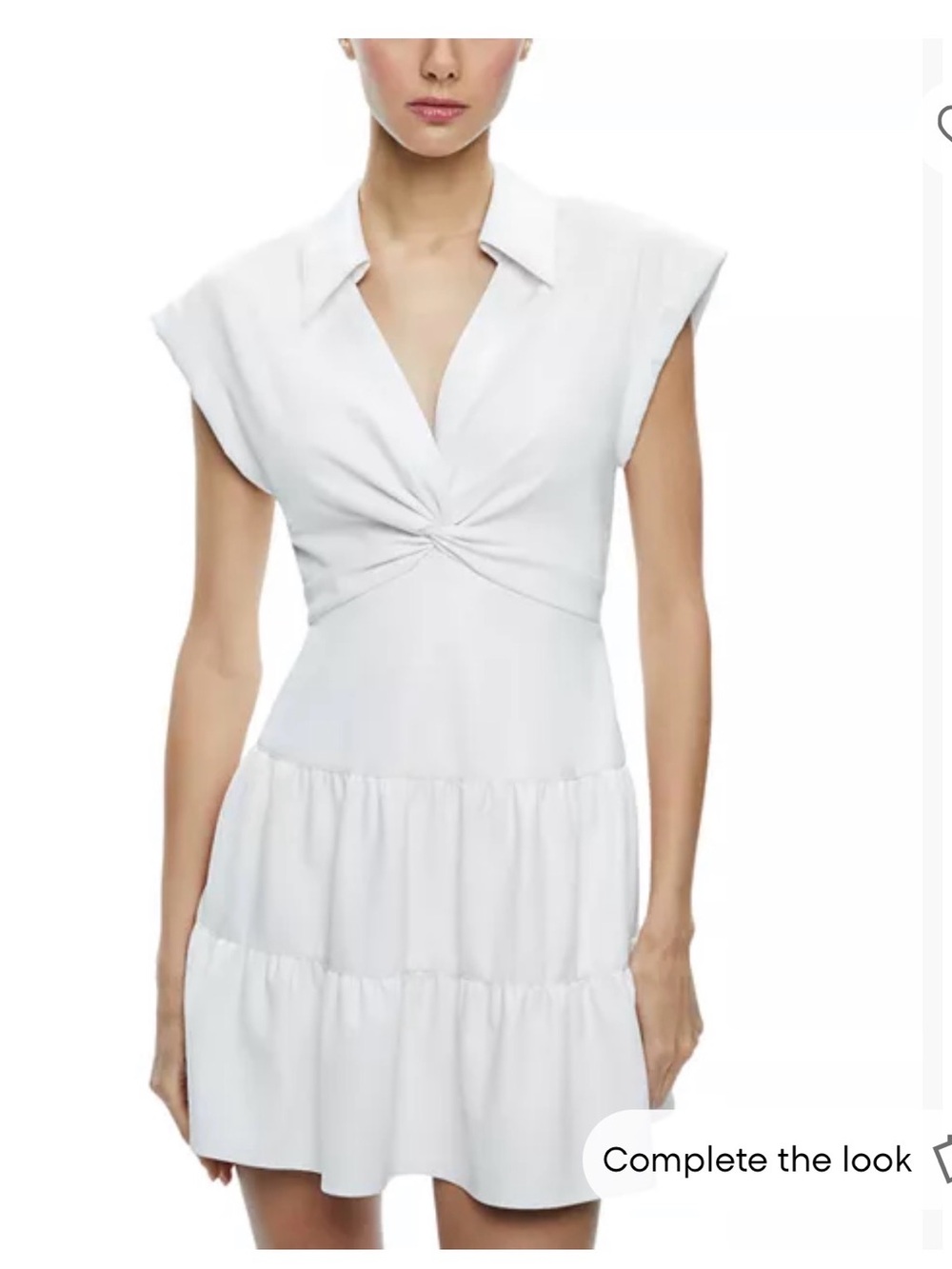 Alice + Olivia White Twist-Knot Tiered Mini Dress
